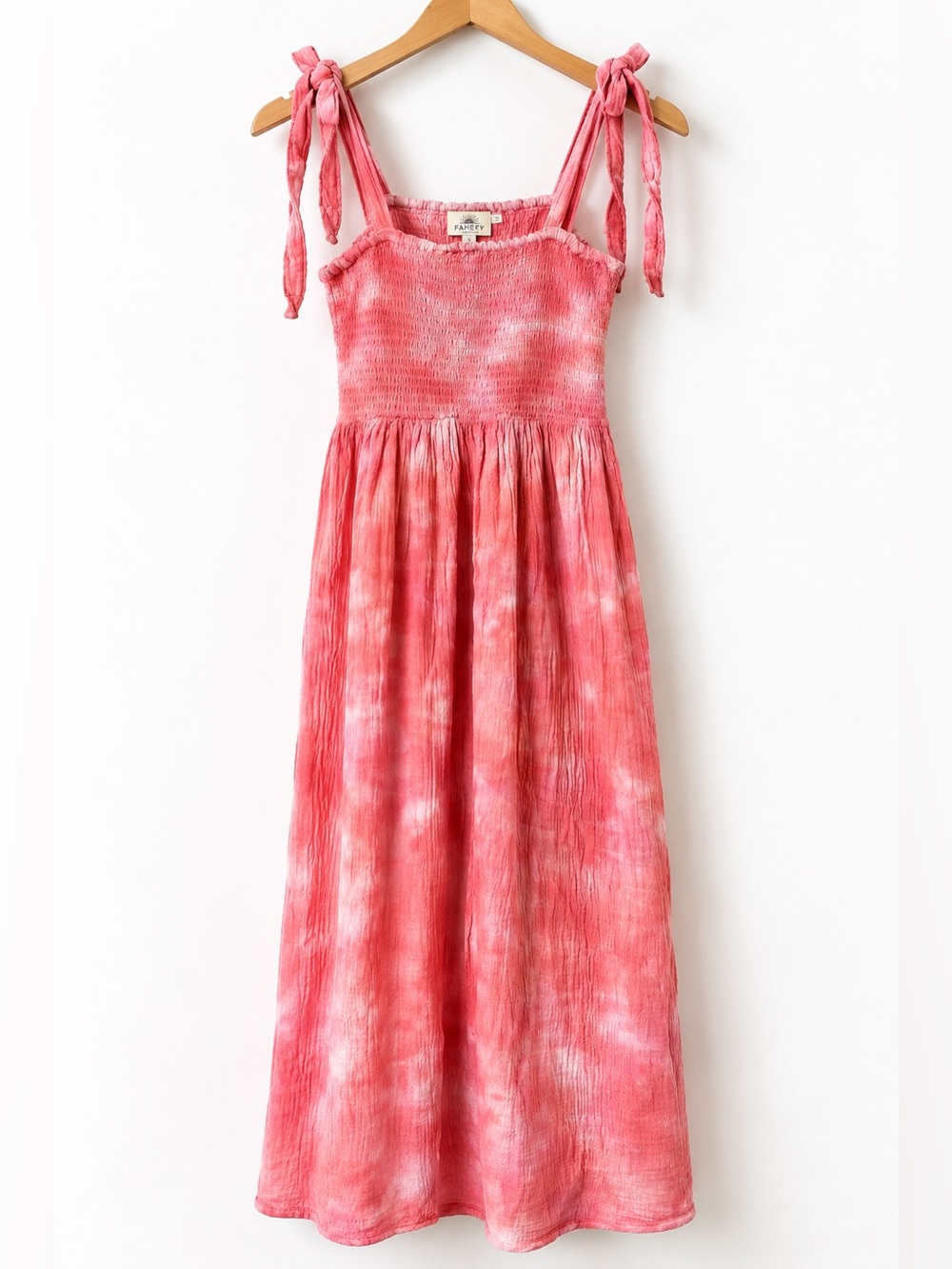 Faherty Dune Ella Organic Cotton Gauze Maxi Dress Coral Tie Dye Small NWT